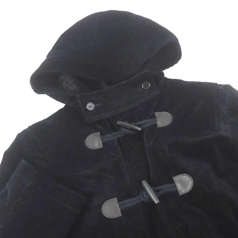 Saint Laurent Paris 529578 Chinstrap Lined Mouton Corduroy Duffle Coat Black 44