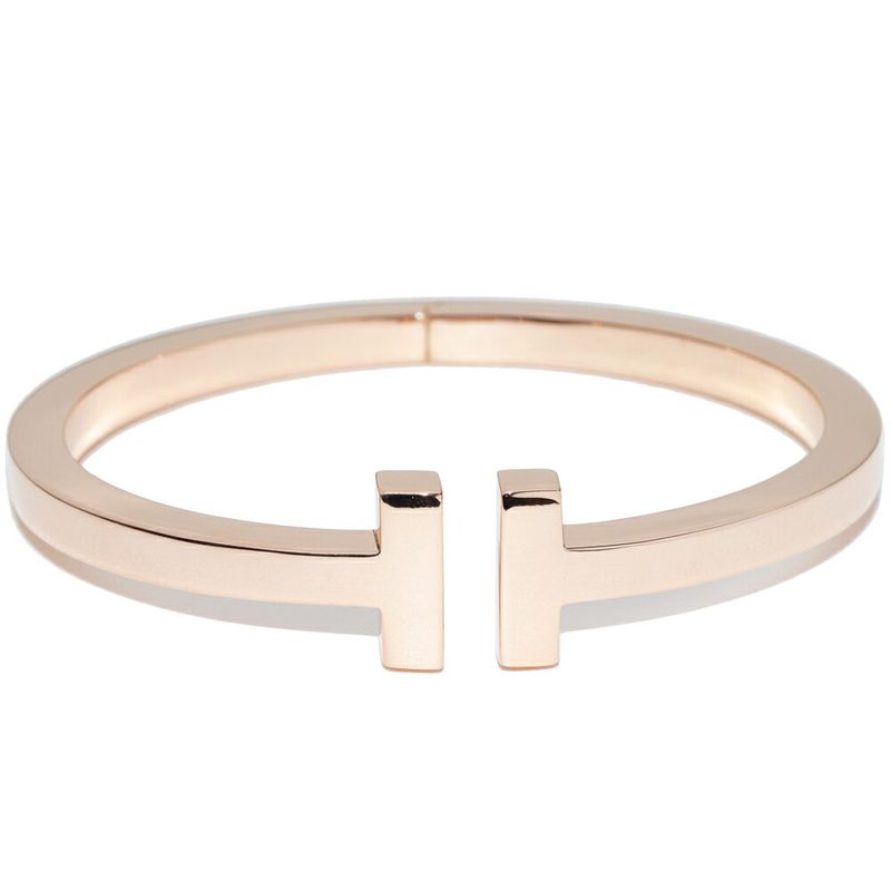 Tiffany & Co Bracelet Bangle 18K Pink Gold T Square Bracelet Extra Large