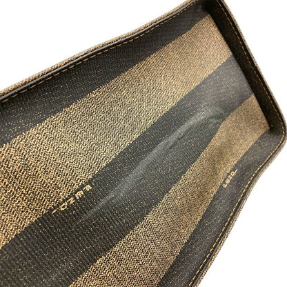 Fendi Pecan Tote Leather PVC Black Khaki Logo Unisex