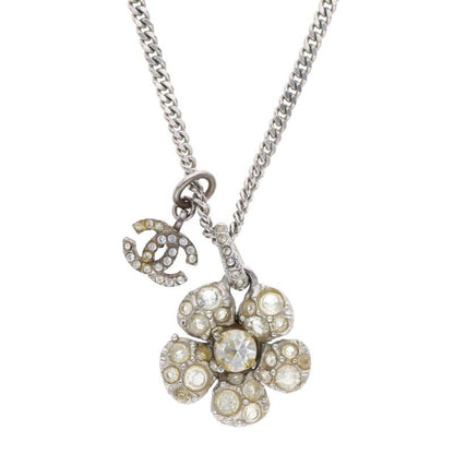 Chanel 08A Camellia Coco Mark Rhinestone Necklace Women