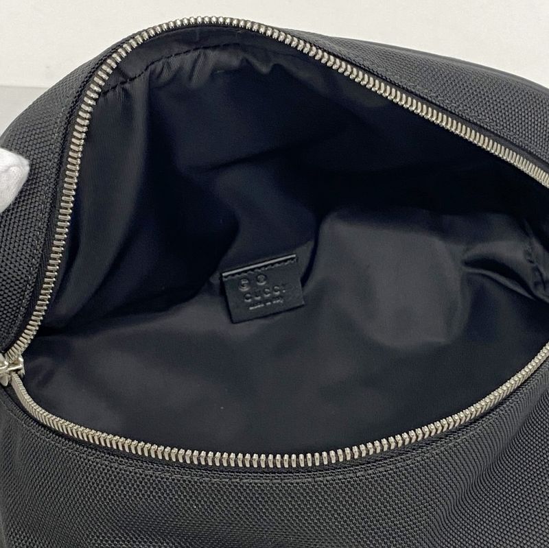 Gucci Waist Bag Sherry Line 630920 Nylon Black Silver Hardware Men Women Unisex
