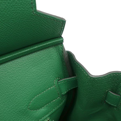 Hermes Handbag Birkin 30 Vaux Epson Cactus Gold Hardware Green D Engraved Box