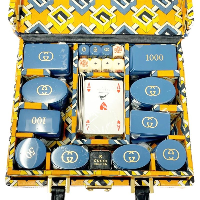 Gucci 662474 Poker Set with Box Geometric G Orange 353358
