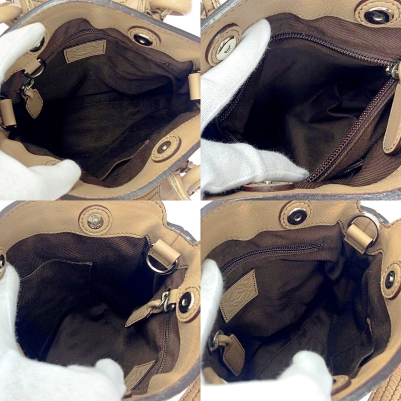 Loewe Leather Fiesta 2way Handbag Beige 386958 Handbag