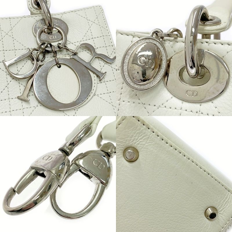Dior Lady Dior Lambskin Cannage 2way Handbag White 356662 Handbag