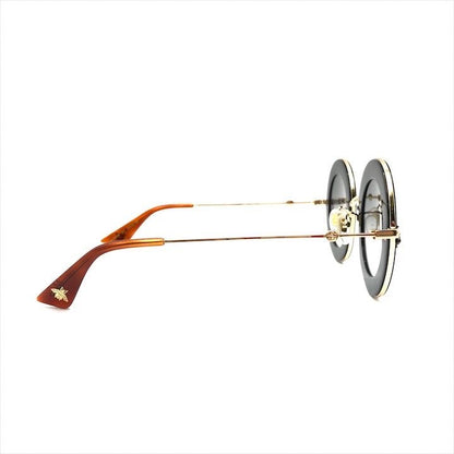 Gucci L'aveugle Paramor Round Frame Sunglasses Eyewear Gold Black