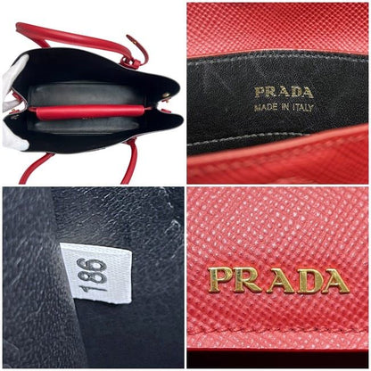 Prada 2 Way Bag Red Fuoco CUIR Bn2775 Excellent Condition
