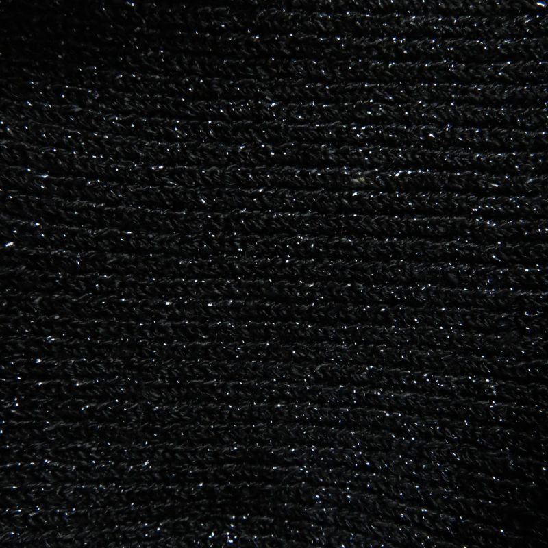 CHANEL 08A P33467 Lame Balloon Skirt With Coco Plaque Plate Black Silver 36