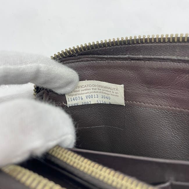 Bottega Veneta Round Zipper Long Wallet Brown Intrecciato