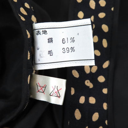 Christian DIOR Vintage Silk Blend All Over Big Collar Shirt Dress Black Beige