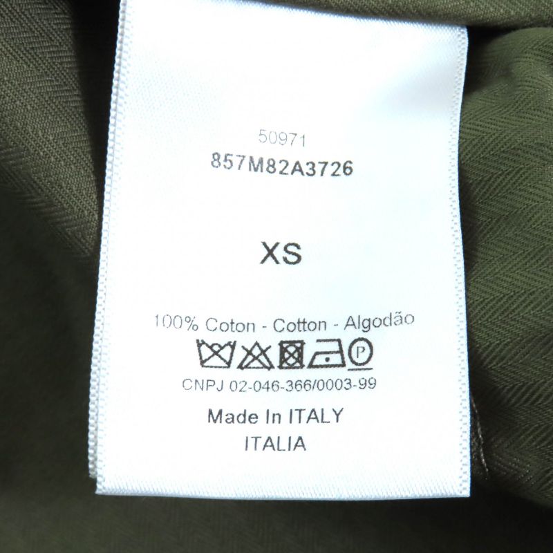 Christian DIOR 857m82a3726 100% Cotton Bee Embroidery Hooded Zip Up Military