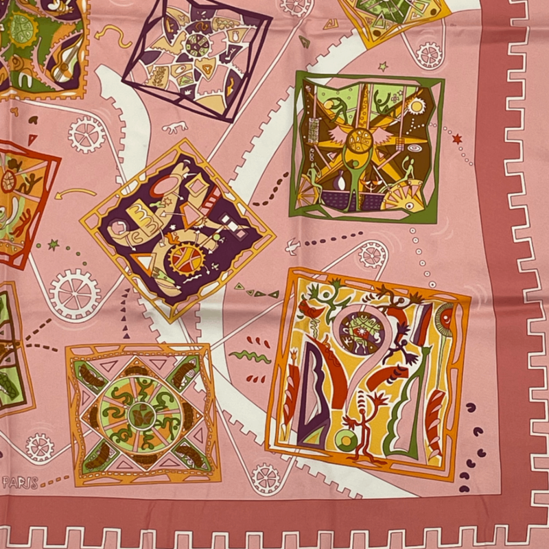 Hermes Scarf Carre 90 La Mecanique Des Idees Idea Structure Pink