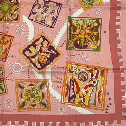 Hermes Scarf Carre 90 La Mecanique Des Idees Idea Structure Pink
