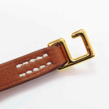 Hermes Rival Mini Gold Hardware Bracelet Bangle Leather Brown T1 With Z