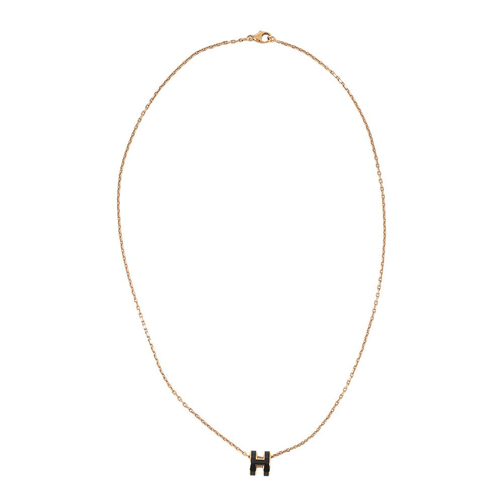 Hermès Hermes Mini Pop H Necklace Black GP (gold Plated) Ladies I Accessories