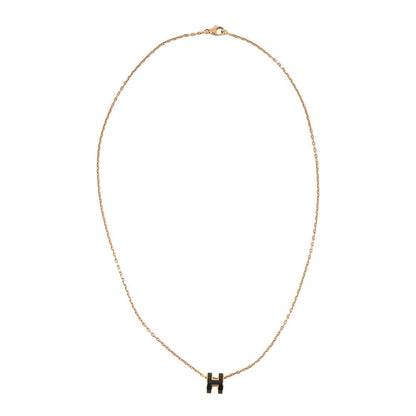 Hermès Hermes Mini Pop H Necklace Black GP (gold Plated) Ladies I Accessories