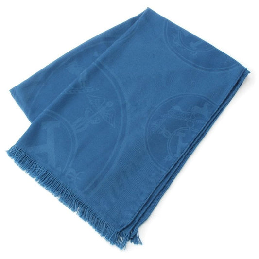 Hermes New Livris Cashmere Silk H Logo Stole Blue