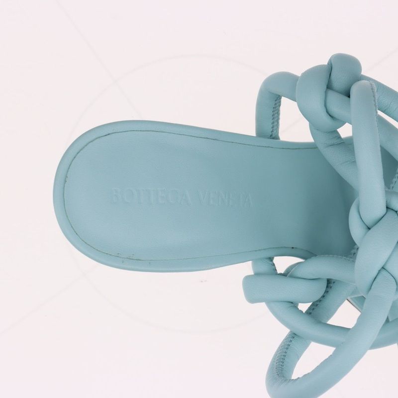 Bottega Veneta Leather Sandals Women's 35 Light Blue Made In Italy