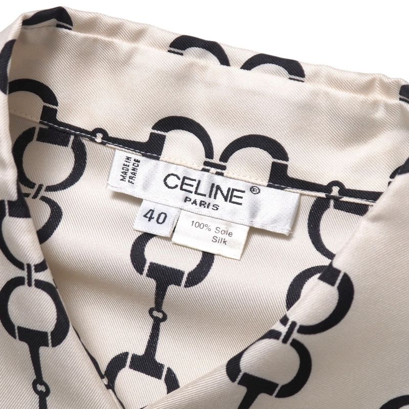 OLD Celine Old Celine Vintage Blouse Size 40 All Silk Harness Pattern Bits Long