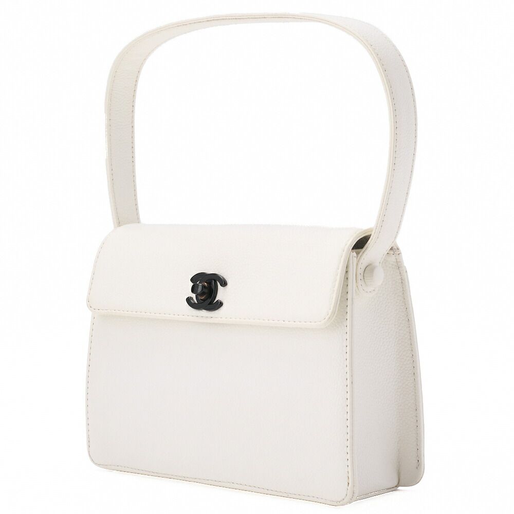 Chanel Handbag Mini Kelly Shape Caviar Skin White With Gold Hardware Ladies Bag