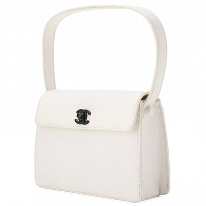 Chanel Handbag Mini Kelly Shape Caviar Skin White With Gold Hardware Ladies Bag