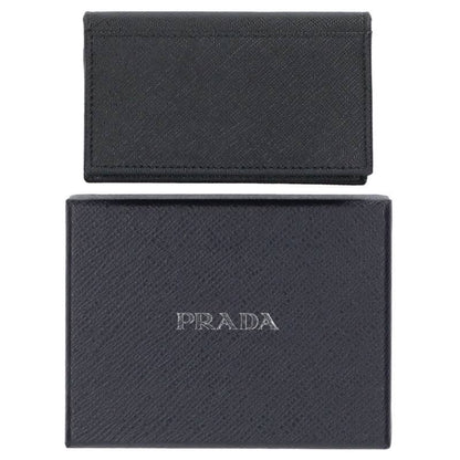Prada 1mc122 Triangle Plate Saffiano Leather Card Case Men's