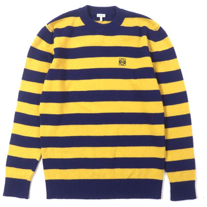 LOEWE H3299370sm Wool Cashmere Striped Anagram Logo Embroidery Crew Neck Knit