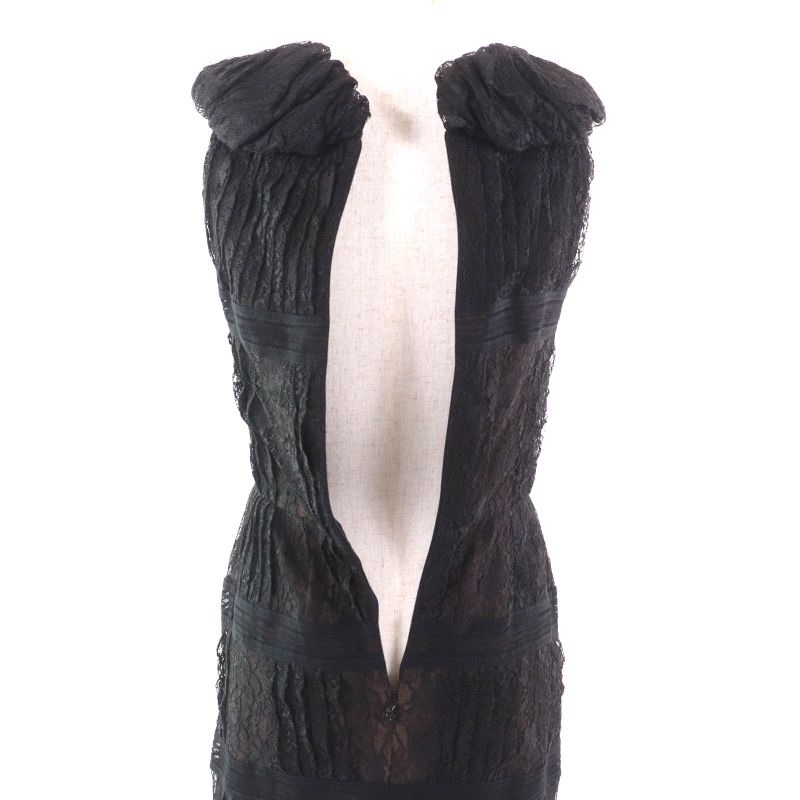 CHANEL 09C P34753 Little Black Dress Coco Mark Zip With Rhinestones Full Lace