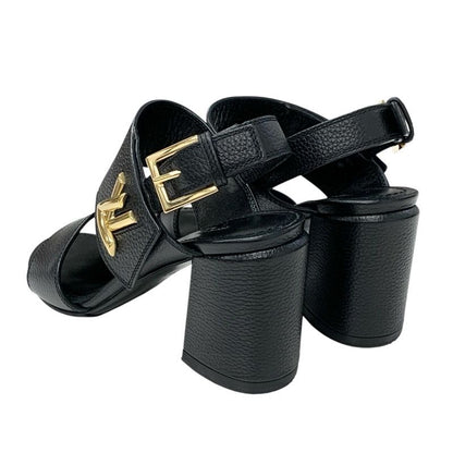 Louis Vuitton Horizon Line Sandals Shoes Leather Black Gold Lvhardware Strap