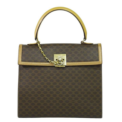 Authentic Celine Macadam Handbag PVC Brown Macadam Bag Pre-owned [follow-up