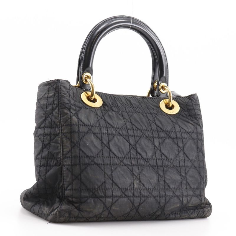 [dior] Christian Dior Lady Dior Canage 2WAY Shoulder Nylon Black Ladies Handbag
