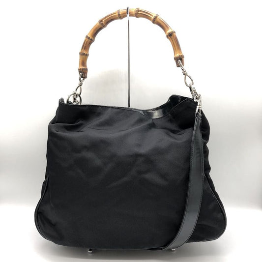 Gucci Handbag Shoulder Bag 2way Bamboo Nylon Black Ladies Men's Old Gucci