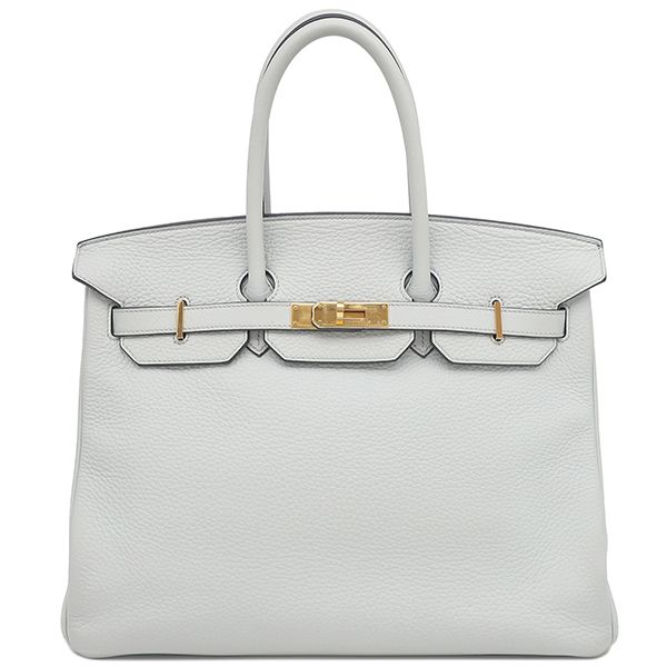 Hermes Handbag Birkin 35 Togo Blue Pale Gold Hardware Light Blue C Engraved