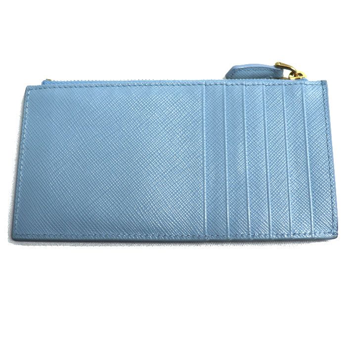 Prada Saffiano Embossed Logo Fragment Case Card Case Light Blue 1mc079 Coin
