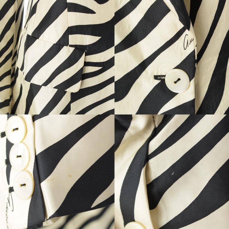 Gucci 1996 Tom Ford Period Zebra Print Logo Gel Button Tailored Jacket Outerwear