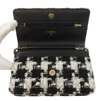 Chanel Chain Wallet Coco Mark Gold Hardware Long Wallet With Coin Purse Tweed