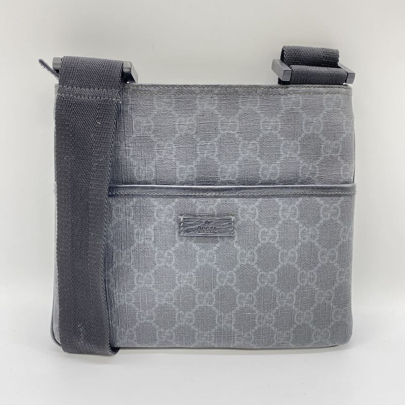 Gucci 162905 Shoulder Bag GG Supreme PVC Leather Black Ladies Men Fashion