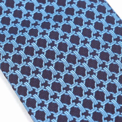 Hermes 659059t Cravate 100% Silk All-over Design H Logo Lining Tie Blue Navy