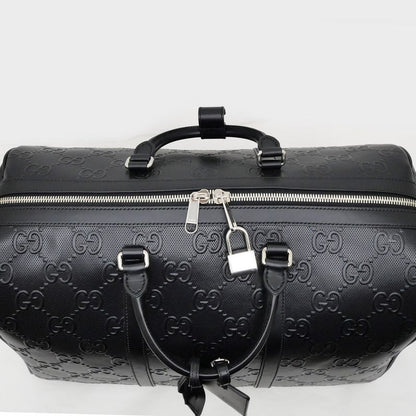 Gucci GG Embossed Boston Bag Black 725282 520981 Leather 2way Shoulder