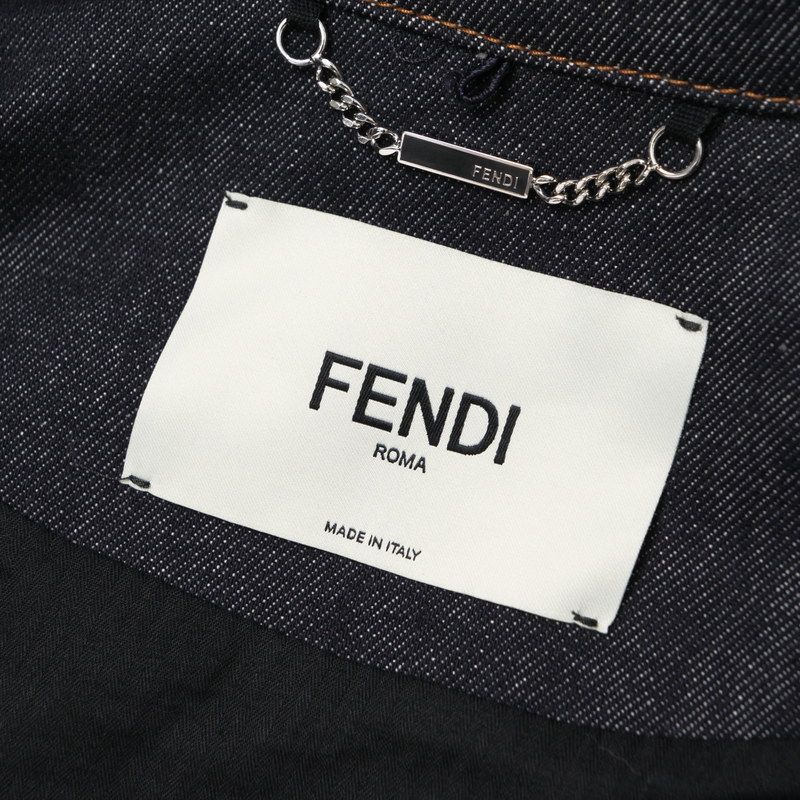 2023Fendi Denim Jacket Size 36 G-jacket Zip Up Jacket FF Cotton Indigo