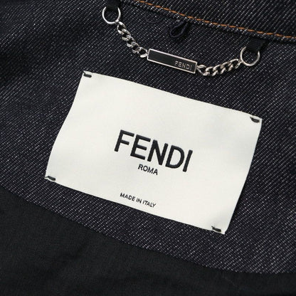 2023Fendi Denim Jacket Size 36 G-jacket Zip Up Jacket FF Cotton Indigo