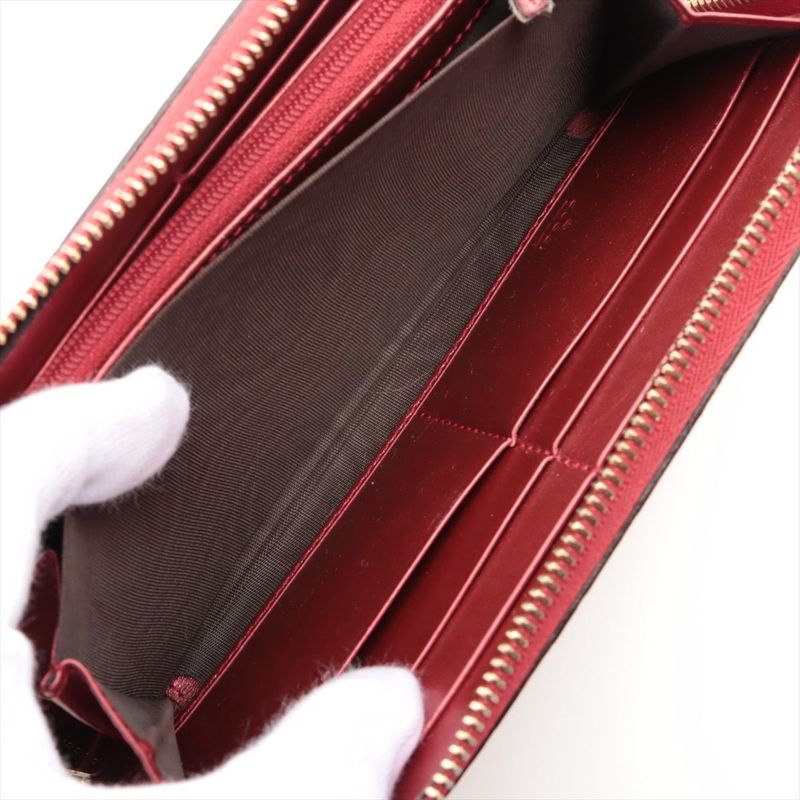Gucci 308005 Leather Round Zip Wallet Long Red Made In Italy