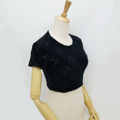 Chanel Coco Mark Velor Chibi T-shirt Black 40 96P Short Sleeve T-shirt