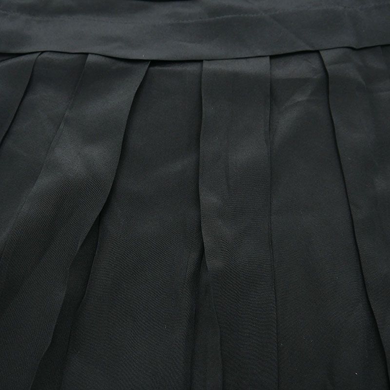 Chanel Pleated Skirt 34 P28626 Black Silk Knee Length