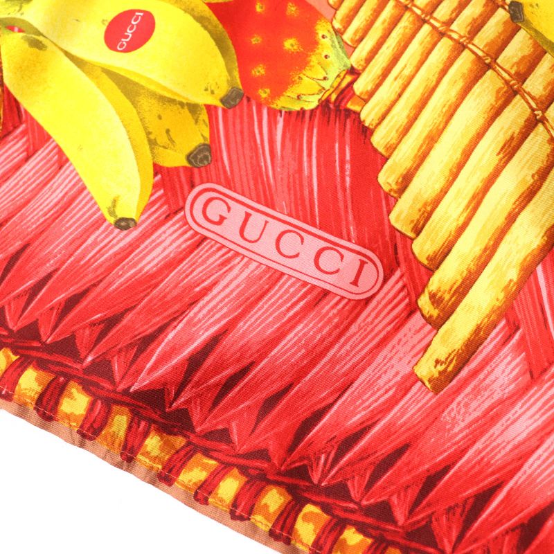 Gucci Vintage 1994 100% Silk Tom Ford Period Logo Fruit Print Gold Button