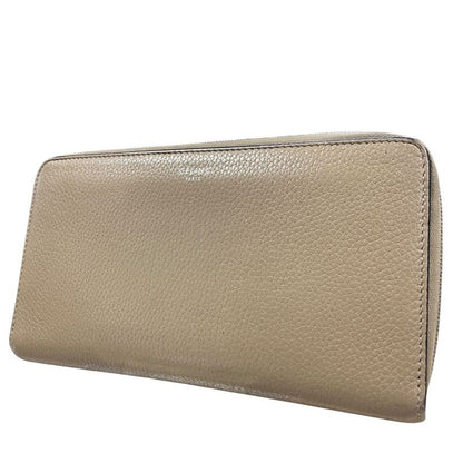 2853 Celine Large Zipped Wallet Long Zipper Beige Preowned W-Tn-3106