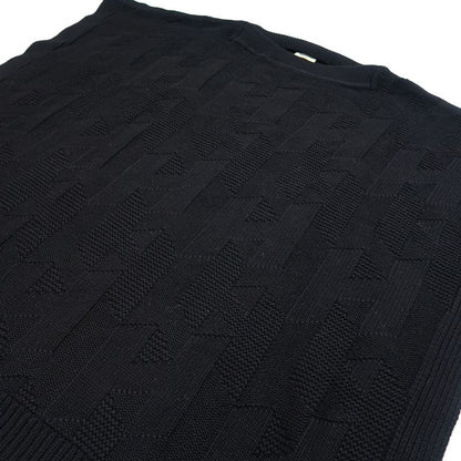 Hermes Poncho Cape H Motif 34 Black 100% Wool Knit 2904d3 Women's