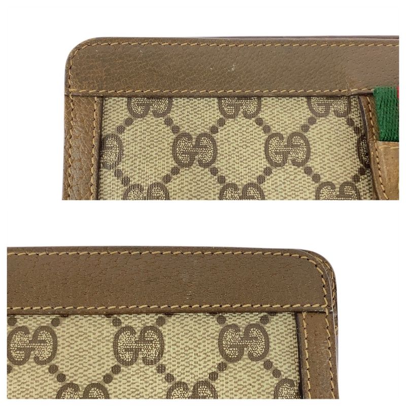 Gucci Vintage Old Gucci Sherry Line Brown GG Supreme Canvas Clutch Bag Second