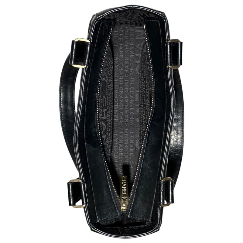 Chanel 02's Vintage Chocolate Bar Stitch Lamb Leather Hand Tote Bag Vintage