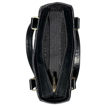 Chanel 02's Vintage Chocolate Bar Stitch Lamb Leather Hand Tote Bag Vintage